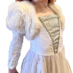 Snow Queen Costume - Hoop Skirt - “Fur” Accents - size 5-6